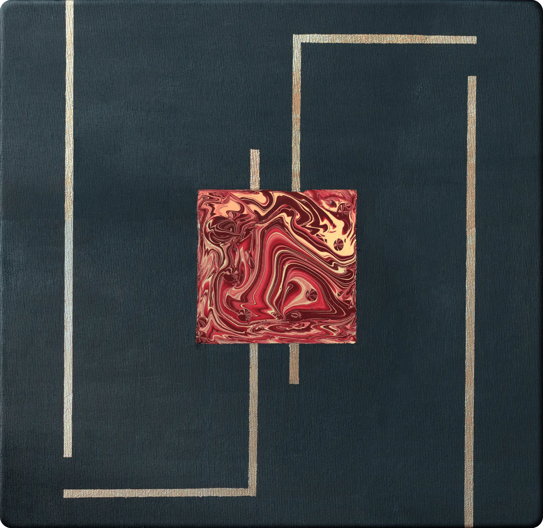 Untitled — abstract painting in acrylic and oil on cotton, 40 by 40 centimetres, 2024